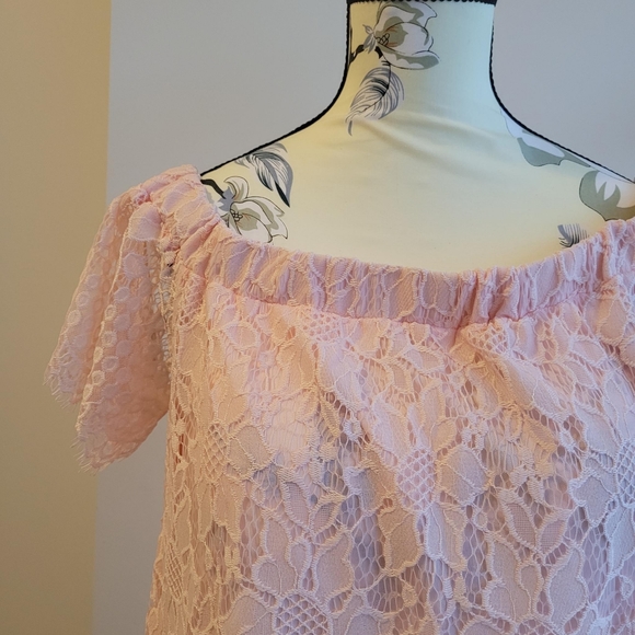 Another Story Pink Lace Off Shoulder Dress - Picture 4 of 6